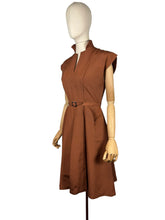 Load image into Gallery viewer, Original 1950's Rust Grosgrain Belted Day Dress - Bust 34

