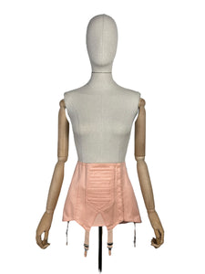 Original 1940's 1950's Vintage French Made Peach Damask Boned Corset - Waist 34 *