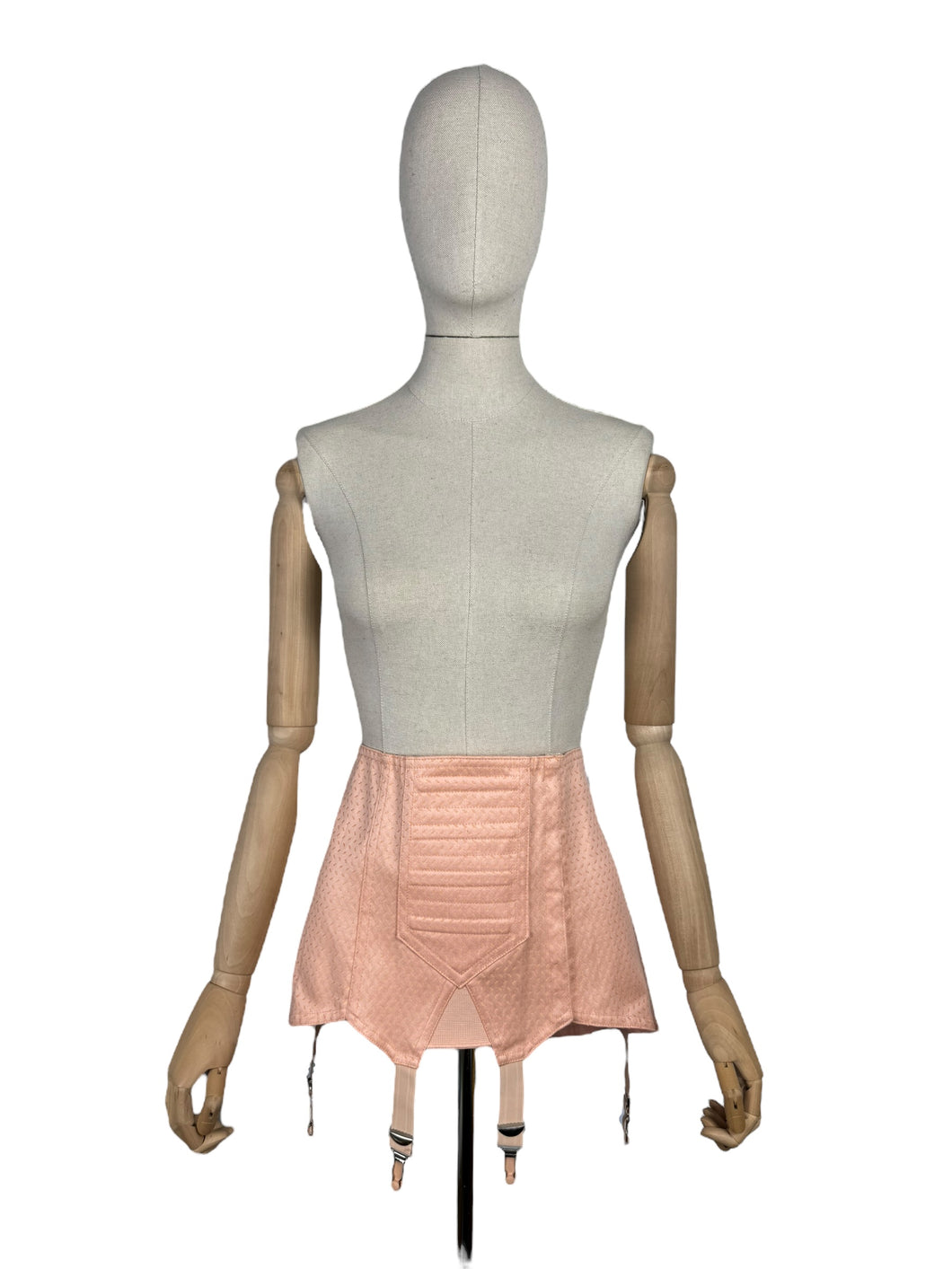 Original 1940's 1950's Vintage French Made Peach Damask Boned Corset - Waist 34 *