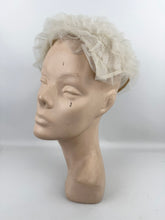 Load image into Gallery viewer, Original 1950&#39;s Ivory Mesh Ruffle Hat - Sweet Little Net Hat
