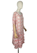 Load image into Gallery viewer, Original 1920's Volup Fine Cotton Lawn Two Tone Pink Floral Day Dress with Ruffles - Bust 46 *
