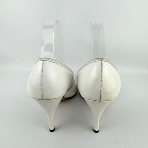 Original 1950's Milwards White Leather Stiletto Heels - UK 5.5 6