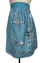 Load image into Gallery viewer, Original 1960&#39;s Blue, Black and White Cotton Pinny from New York World&#39;s Fair 1964 1965 - Waist 26 *
