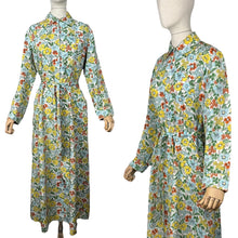 Load image into Gallery viewer, Original 1940's Bright Floral Cotton Hostess Dress in Red, Blue, Pink, Green and White - Housecoat - Bust 38 40 *
