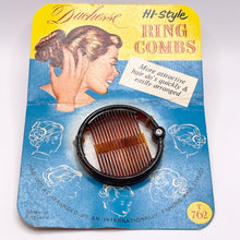 Load image into Gallery viewer, Vintage 1940&#39;s 1950&#39;s Duchesse Hi-Style Ring Comb Hair Clip in Brown Plastic on Original Sales Card
