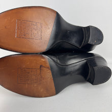 Load image into Gallery viewer, Original 1930&#39;s 1940&#39;s Inky Black Leather Lace Up Shoes with Punch Detail - UK 6 or 6.5
