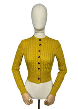 Load image into Gallery viewer, Reproduction 1940&#39;s Cable Knit Cardigan with Long Sleeves and Brown Buttons - Bust 32 34
