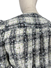 Load image into Gallery viewer, Reproduction Volup 1940's Cotton Day Dress in Black and White Check with Green Buttons and trim - Bust 40 42
