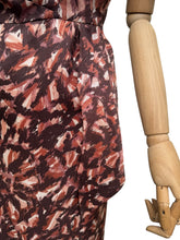 Load image into Gallery viewer, Original Rodney Model 1950's Wounded but Wearable Volup Aritificial Silk Day Dress in Brown and Cream - Bust 42 44

