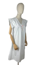 Load image into Gallery viewer, Antique Edwardian Crisp White Cotton Shift with Broderie Anglaise and Peach Ribbon Trim
