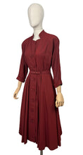 Load image into Gallery viewer, Original Late 1940&#39;s New Look &#39;A Leslie Fay Original&#39; Belted Rust Day Dress - Bust 38
