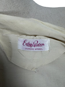 Original 1940's 1950's Cream Grosgrain Zip Fronted Housecoat by Evelyn Pearson - Bust 34 *