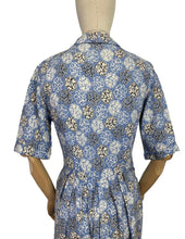 Load image into Gallery viewer, Original 1940&#39;s CC41 Heavy Linen Day Dress in Blue, Black and White - Bust 34
