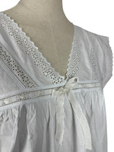 Load image into Gallery viewer, Antique Edwardian Crisp White Cotton Shift with Broderie Anglaise and White Ribbon Trim
