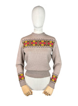 Load image into Gallery viewer, Reproduction 1950&#39;s Hand Knitted Fair Isle Long Sleeved Jumper in Pure Wool - Bust 36 38
