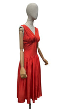 Load image into Gallery viewer, Original 1950's Cornell Flame Red Grosgrain Cocktail Dress - Bust 36 38
