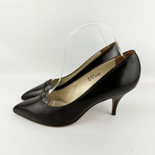 Load image into Gallery viewer, Original 1950&#39;s Clarks Skyline Piquette Dark Brown Leather Stiletto Heels - UK 5 5.5
