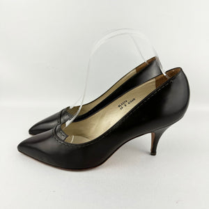 Original 1950's Clarks Skyline Piquette Dark Brown Leather Stiletto Heels - UK 5 5.5