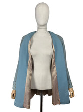Load image into Gallery viewer, Original 1940&#39;s Wool Jacket in Soft Blue with Studded Cuffs and Pockets - Bust 36 38
