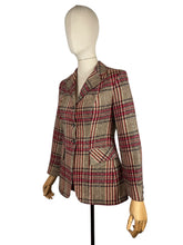 Load image into Gallery viewer, 1970’s Red, Brown and Cream Check Hacking Jacket - Bust 33 34
