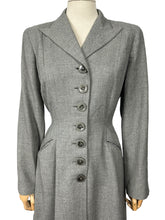 Load image into Gallery viewer, Original 1940&#39;s Grey Wool Princess Coat with Gorgeous Back Detail - Bust 36 37
