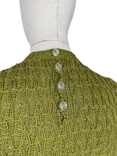 Load image into Gallery viewer, Reproduction 1930&#39;s Hand Knitted Long Sleeved Jumper in Lily Pad Green - Bust 32 34

