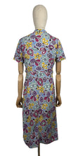 Load image into Gallery viewer, Original 1940’s 1950’s Bright Floral Cotton Summer Dress in Blue, Pink, Purple, Yellow and Turquoise - Bust 34 36 *
