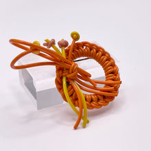 Load image into Gallery viewer, Original 1940&#39;s Orange and Yellow Wartime Make Do and Mend Wire Brooch with Flower Middle
