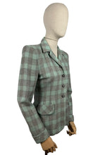 Load image into Gallery viewer, Original 1940&#39;s CC41 Blue, Grey and White Wool Check Single Breasted Jacket - Bust 34 35
