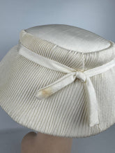 Load image into Gallery viewer, Original 1950&#39;s White Pleated Summer hat by Jacoll with Bow Trim *
