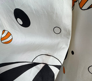 Original Vintage 1960's 1970's White, Black and Orange Robe with Novelty Umbrella Print - Bust 34 36