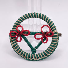 Load image into Gallery viewer, Original 1940&#39;s Green, White and Red Wartime Make Do and Mend Wire Brooch with Double Flower Middle
