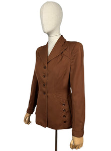 Original 1940's American Warm Brown Wool Jacket - Bust 36 38