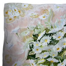 Load image into Gallery viewer, Original 1950’s Jacqmar Pure Silk Scarf with Marguerite Daisies in Blush, Green and White
