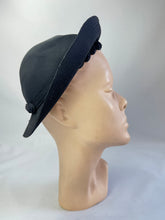 Load image into Gallery viewer, Original 1930's Black Hat with Swirl Trim Detail and High Brim *
