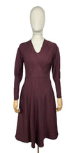 Load image into Gallery viewer, Wounded But Wearable Original 1930&#39;s Brown and Red Chevron Stripe Crepe Dress - Bust 34 36
