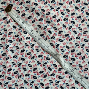 RESERVED FOR HANNI Original 1930's White, Black, Blue and Red Cotton Dressmaking Fabric - 33" x 148"