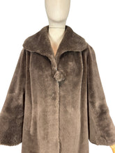 Load image into Gallery viewer, Original 1940's 1950's Faux Fur Coat with Large Single Button Fastening By John Fox

