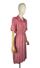 Load image into Gallery viewer, RESERVED FOR KAT DO NOT BUY Original 1940's Lightweight Wool Day Dress in Red and White Herringbone with Blue Stripe - Bust 38
