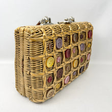 Load image into Gallery viewer, Original 1950’s Wicker Bag with Pretty Button Trim - Handmade in British Hong Kong
