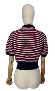 Reproduction 1940's Hand Knitted Jumper in Red, White and Blue Stripes - Bust 34