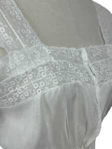 Antique Edwardian Pure Silk Camisole with Lace Detail - Bust 32 34 *