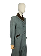 Load image into Gallery viewer, Original 1940&#39;s CC41 Brown and Blue Herringbone Wool Double Breasted Coat - Bust 36
