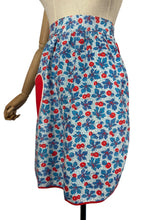 Load image into Gallery viewer, Original 1940's Feed Sack Apron - Red, White and Blue Base with Red and Blue Heart Pockets
