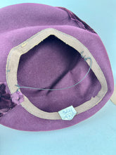 Load image into Gallery viewer, Original Late 1930’s Early 1940’s French Wine Felt and Silk Velvet High Hat
