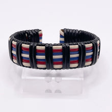 Load image into Gallery viewer, 1940&#39;s Make Do and Mend Wire Cuff Bracelet in Patriotic Red, White and Blue &#39;Telephone Wire&#39;
