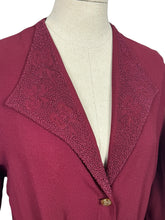 Load image into Gallery viewer, Stunning Original 1940&#39;s Burgundy Two Piece Crepe Suit with Soutache and Trapunto Quilting - Bust 40 42
