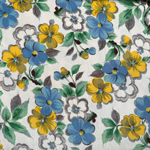 Load image into Gallery viewer, Original 1930&#39;s 1940&#39;s Ivory, Green, Black and Yellow Satin Backed Crepe Dressmaking Fabric - 35&quot; x 140&quot;
