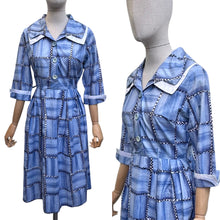 Load image into Gallery viewer, Original 1950’s Blue and White Cotton Day Dress with Double Collar - Bust 38
