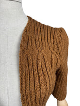 Load image into Gallery viewer, 1940&#39;s Reproduction Hand Knitted Bolero in Rust Brown Acrylic - Bust 34 36 38 40
